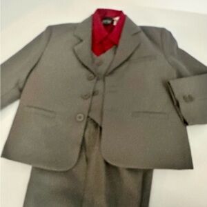 Stylish Gray Suit with Red Shirt for Kids